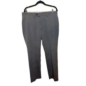 Ralph Lauren Men’s Dress Pants Gray Windowpane Plaid Size 34x30 Flat Front